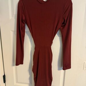 Tiger Mist Long Sleeve Burgundy Dress